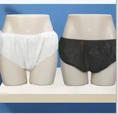 White and black disposable non-woven underwear, front and back view, for spa and beauty salon wholesale